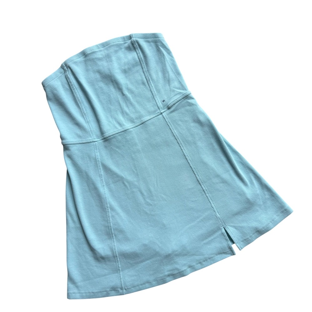 American Eagle Tube Mini Dress‎ skort Womens M Blue Ribbed Strapless Athleisure